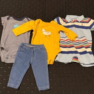 3Months Ralph Lauren onesie and carters onesie and pants lot